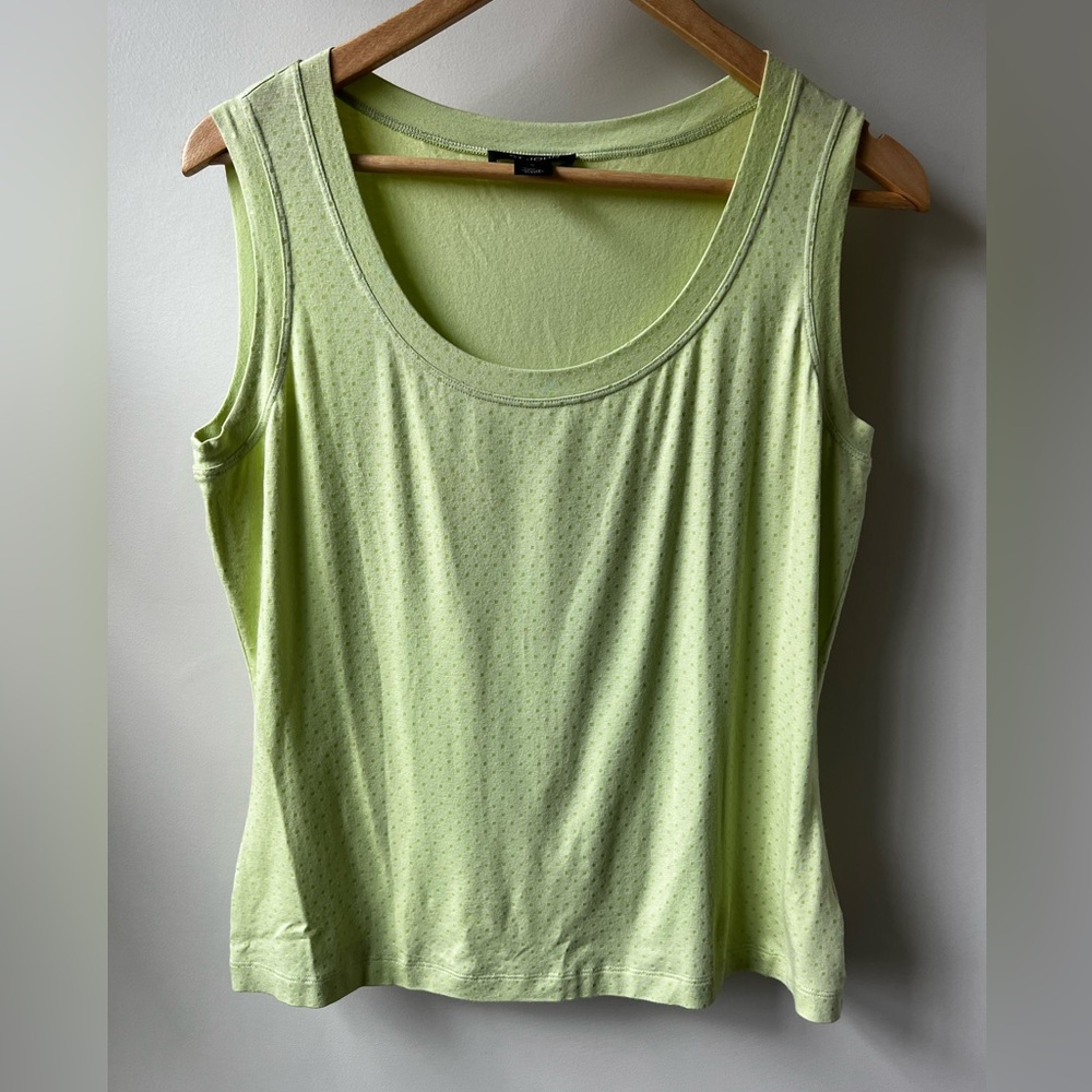 ST JOHN Lime Green Tank Top Sleeveless Stretch Comfy Luxury USA Vacation M